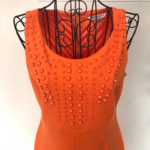 Peter Nygard Orange Front Embellished Dress Size 6 - Picture 3 of 8